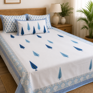 Roots n Looms™ Hand Block Print Queen Size Bedsheet Set with 2 Pillow Covers