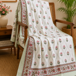 Roots n Looms™ Hand Block Print Queen Size Bedsheet Set with 2 Pillow Covers