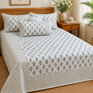 Roots n Looms™ Hand Block Print Queen Size Bedsheet Set with 2 Pillow Covers