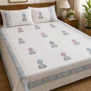 Roots n Looms™ Hand Block Print Queen Size Bedsheet Set with 2 Pillow Covers